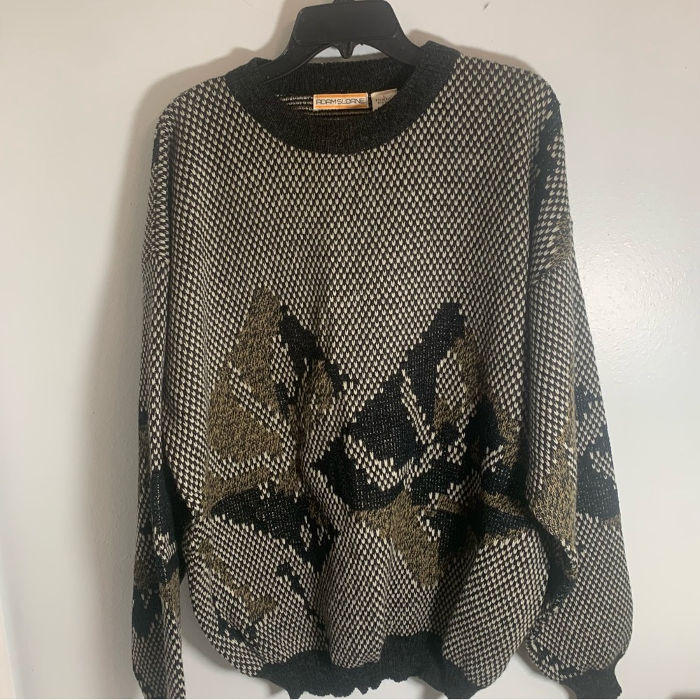 Adam Sloane Vintage Sweater Black and Tan Pattern Men’s Sz Large